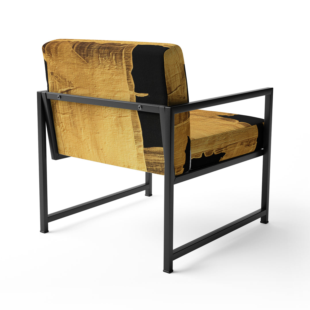 Gilded Gold And Black Abstract Strokes - Upholstered Accent Chair