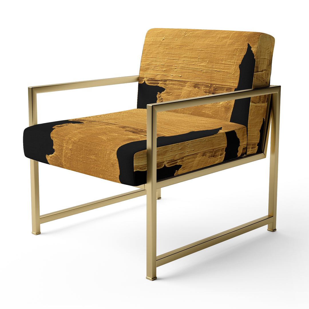 Gilded Gold And Black Abstract Strokes - Upholstered Accent Chair
