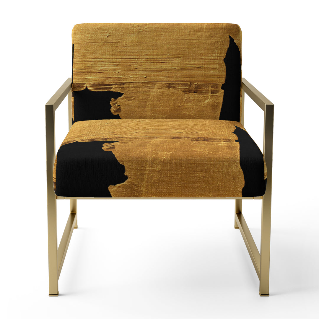 Gilded Gold And Black Abstract Strokes - Upholstered Accent Chair