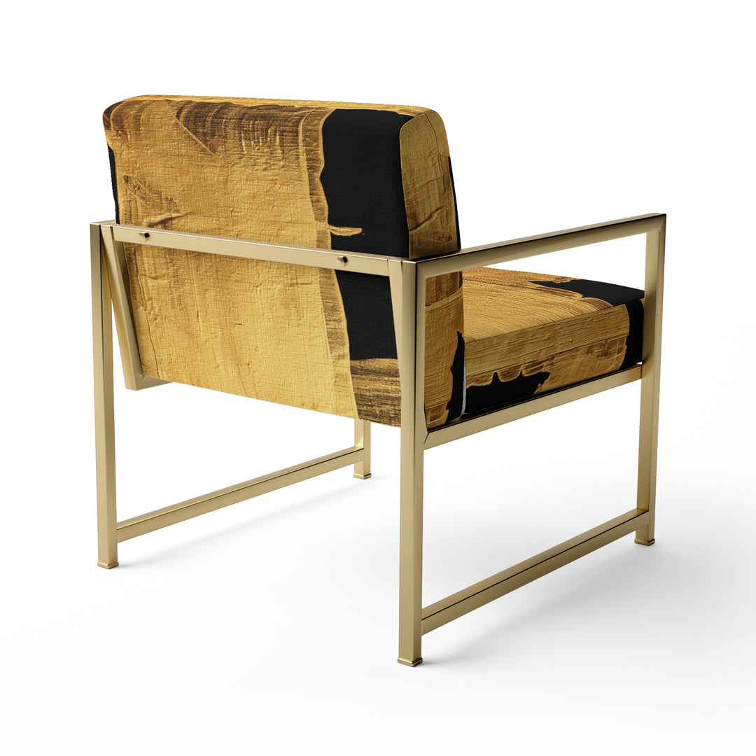 Gilded Gold And Black Abstract Strokes - Upholstered Accent Chair