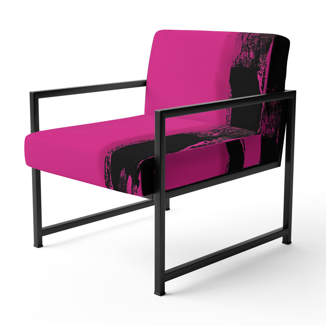 Magenta And Black Bold Abstract Strokes - Upholstered Accent Chair