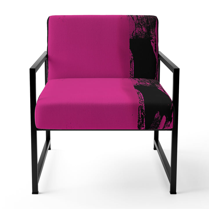 Magenta And Black Bold Abstract Strokes - Upholstered Accent Chair