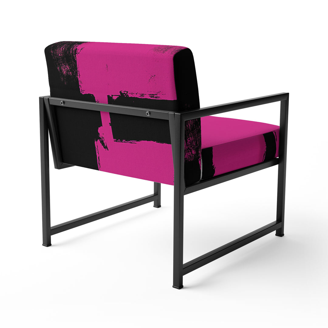 Magenta And Black Bold Abstract Strokes - Upholstered Accent Chair
