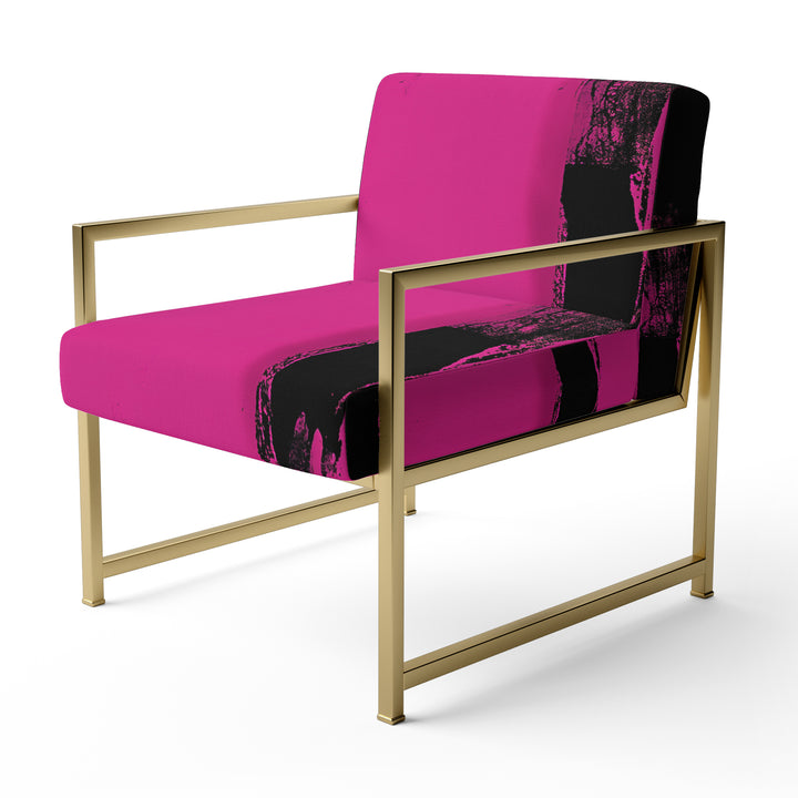 Magenta And Black Bold Abstract Strokes - Upholstered Accent Chair