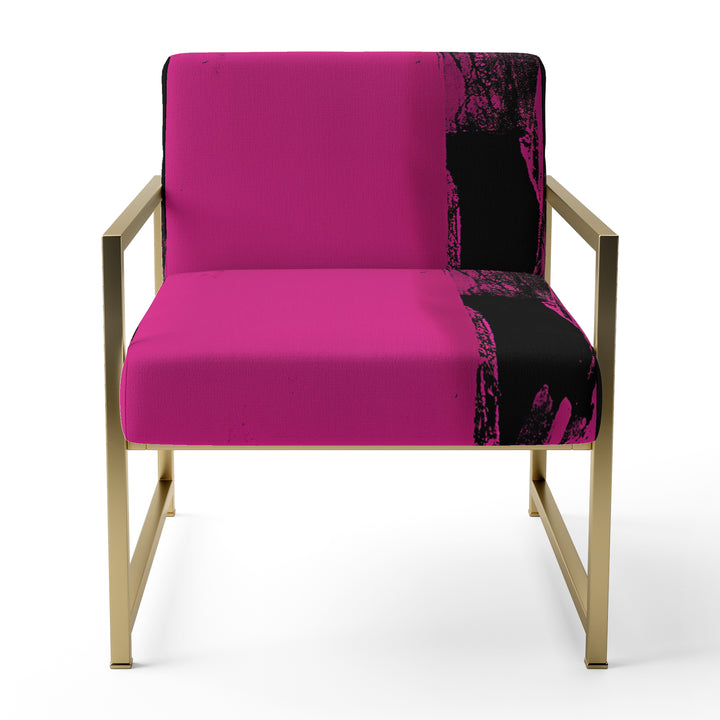Magenta And Black Bold Abstract Strokes - Upholstered Accent Chair