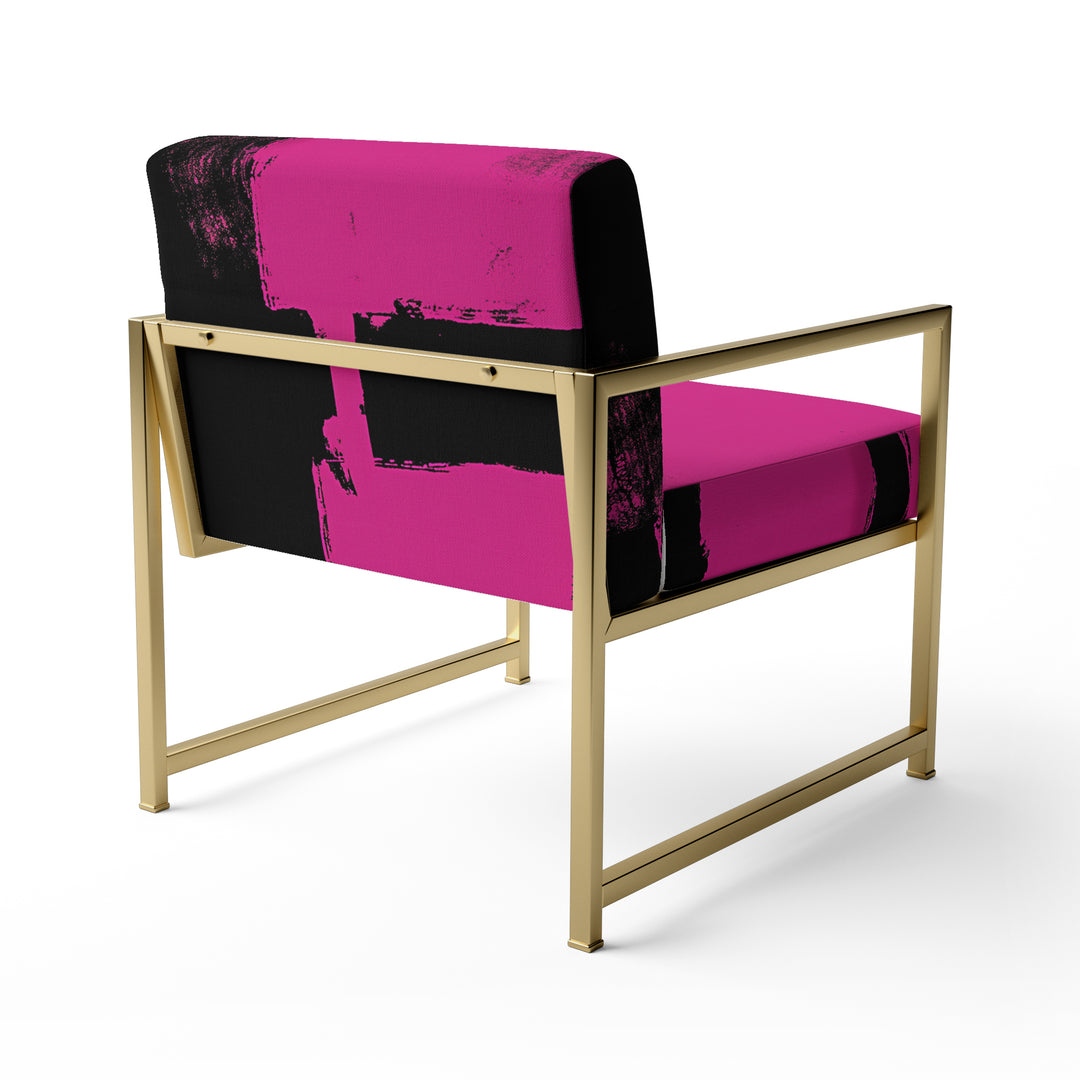 Magenta And Black Bold Abstract Strokes - Upholstered Accent Chair
