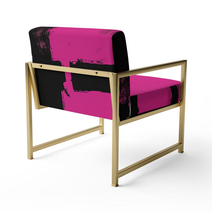 Magenta And Black Bold Abstract Strokes - Upholstered Accent Chair