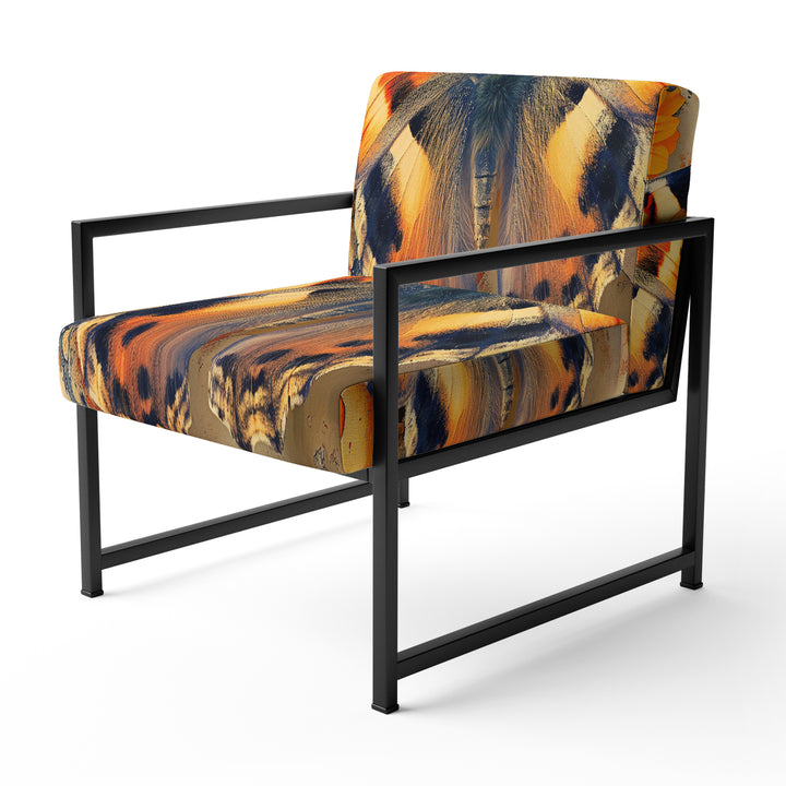 Orange Butterfly In Watercolor Painting - Upholstered Accent Chair