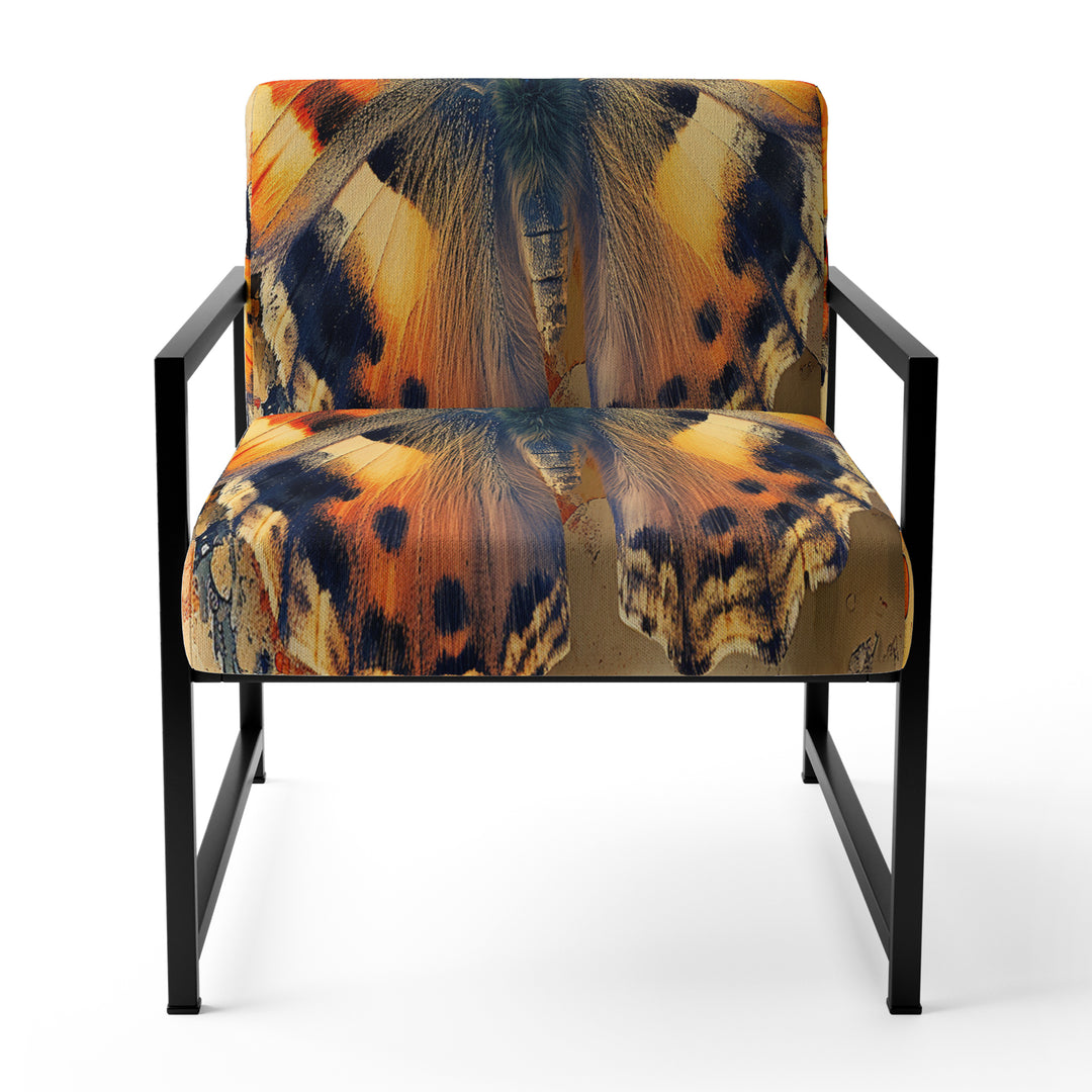 Orange Butterfly In Watercolor Painting - Upholstered Accent Chair