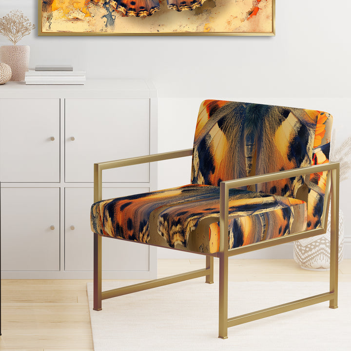 Orange Butterfly In Watercolor Painting - Upholstered Accent Chair