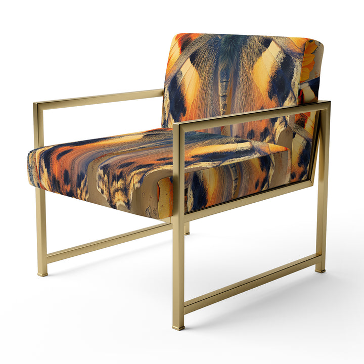 Orange Butterfly In Watercolor Painting - Upholstered Accent Chair