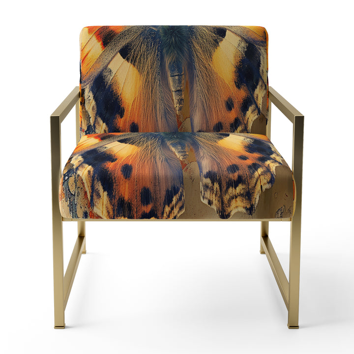 Orange Butterfly In Watercolor Painting - Upholstered Accent Chair