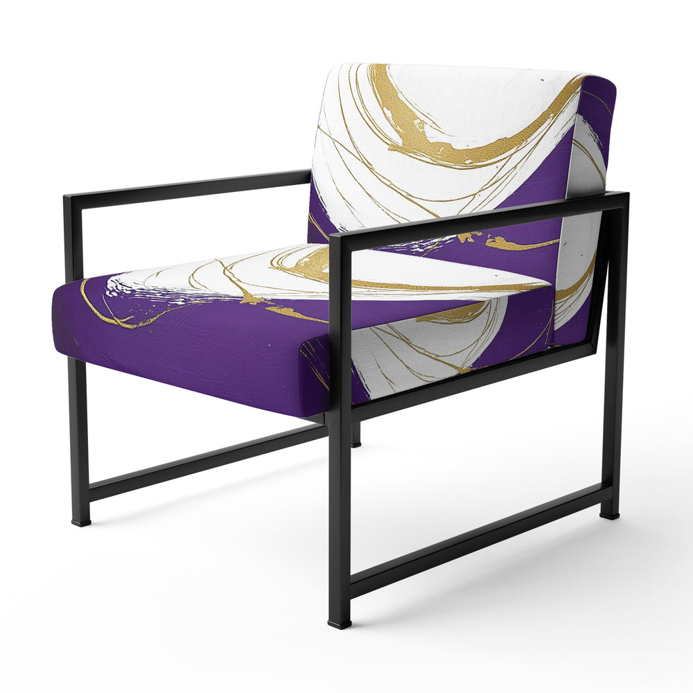 Purple And Gold Abstract Circle Swirl - Upholstered Accent Chair