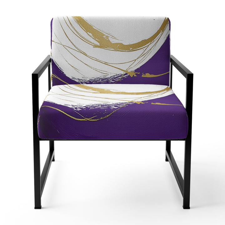 Purple And Gold Abstract Circle Swirl - Upholstered Accent Chair