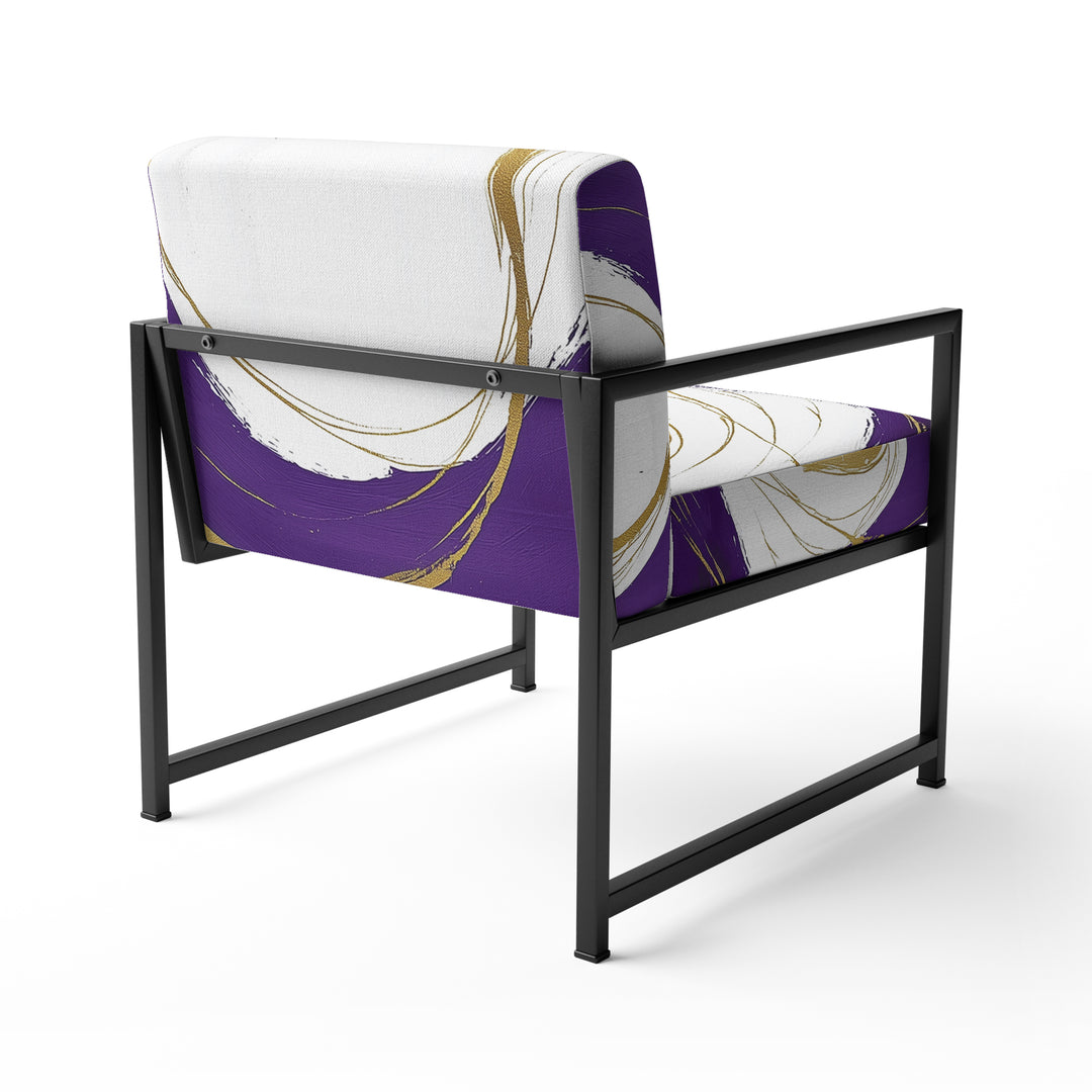 Purple And Gold Abstract Circle Swirl - Upholstered Accent Chair