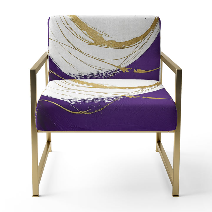 Purple And Gold Abstract Circle Swirl - Upholstered Accent Chair