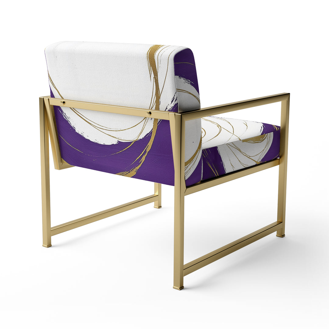 Purple And Gold Abstract Circle Swirl - Upholstered Accent Chair