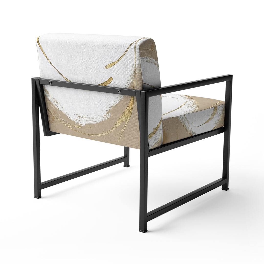 Cream And Gold Abstract Circle Swirl - Upholstered Accent Chair