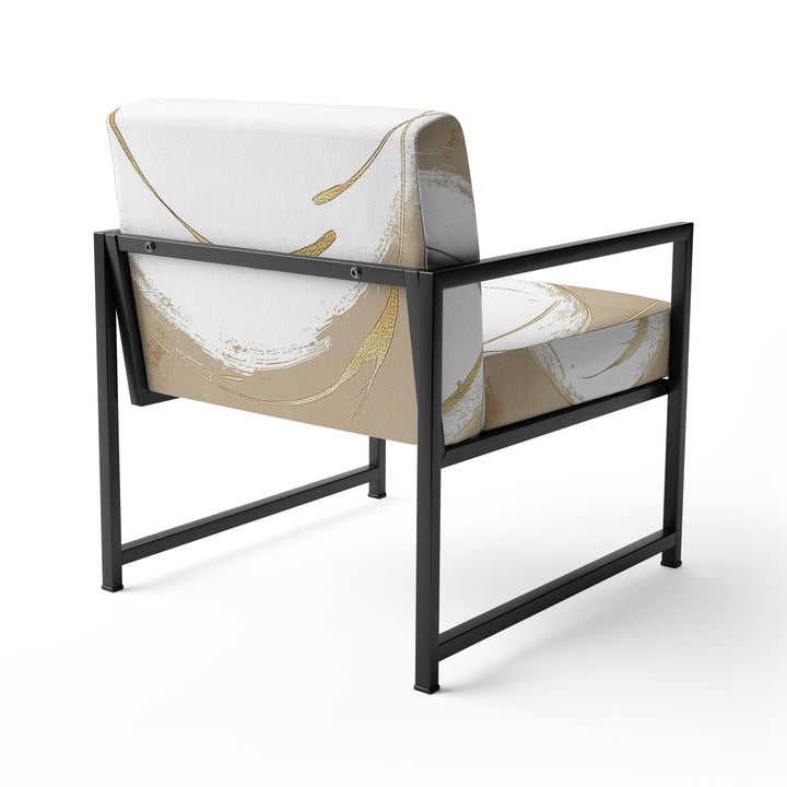 Cream And Gold Abstract Circle Swirl - Upholstered Accent Chair