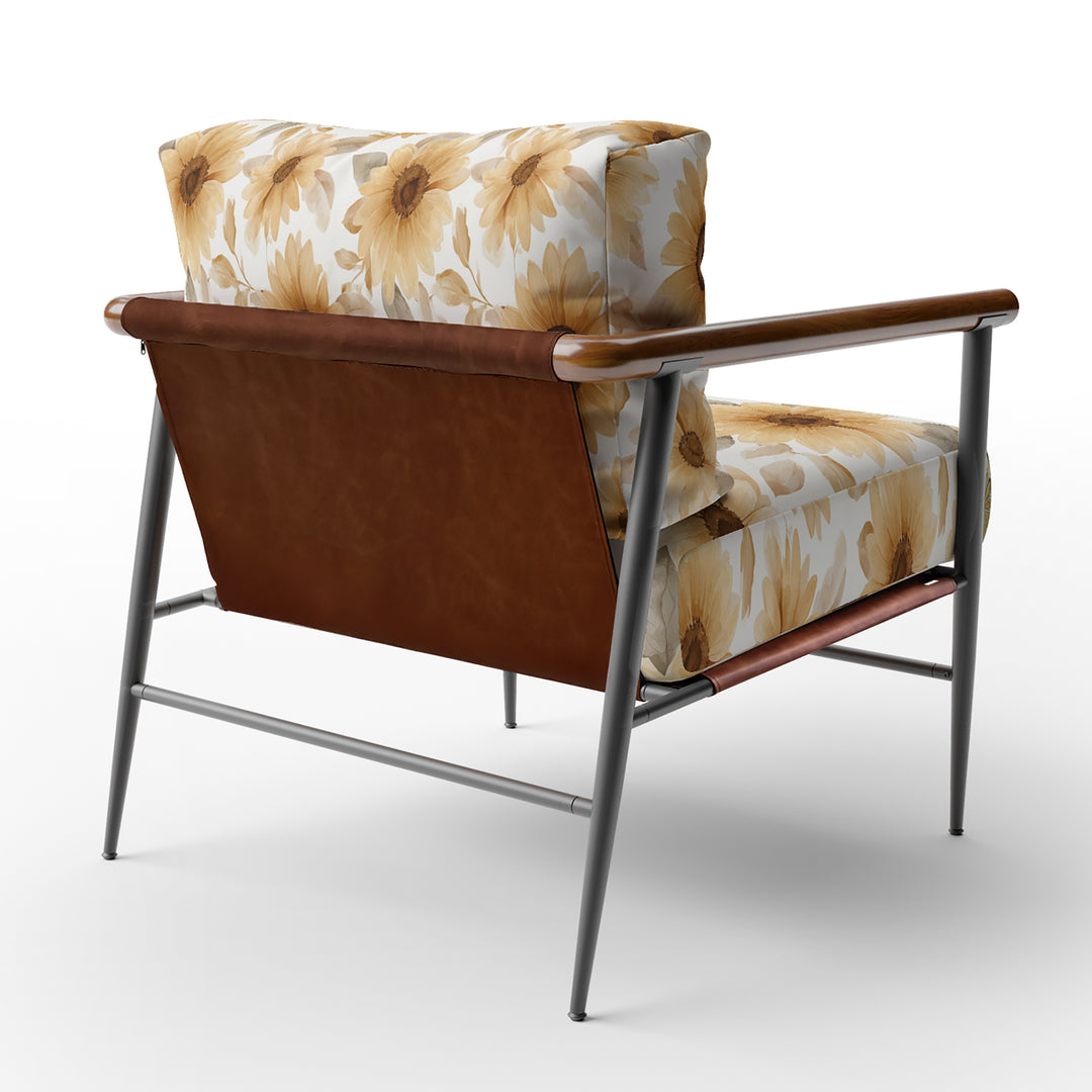 Golden Watercolor Sunflower Blooms - Upholstered Accent Chair