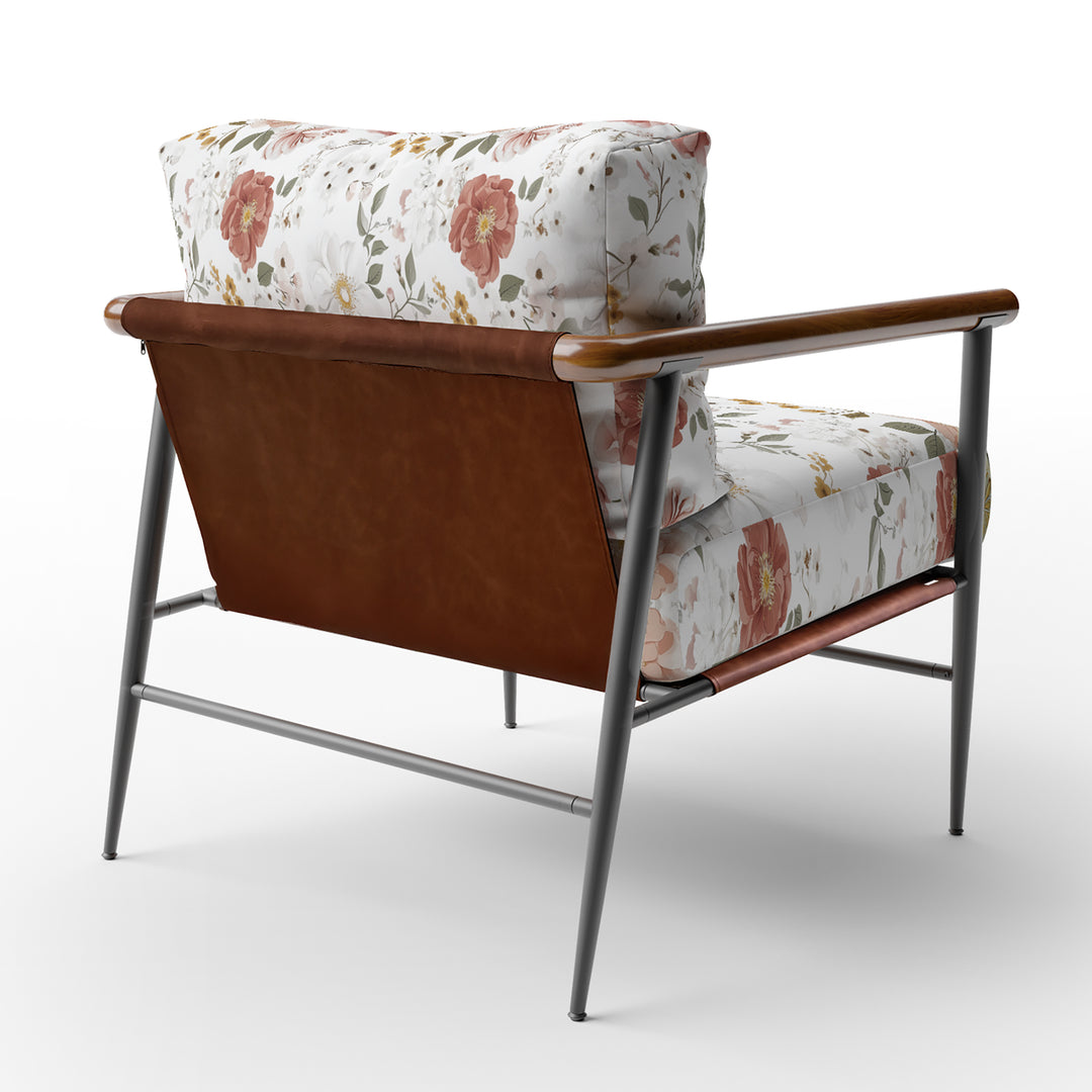 Blush And White Watercolor Garden Florals - Upholstered Accent Chair