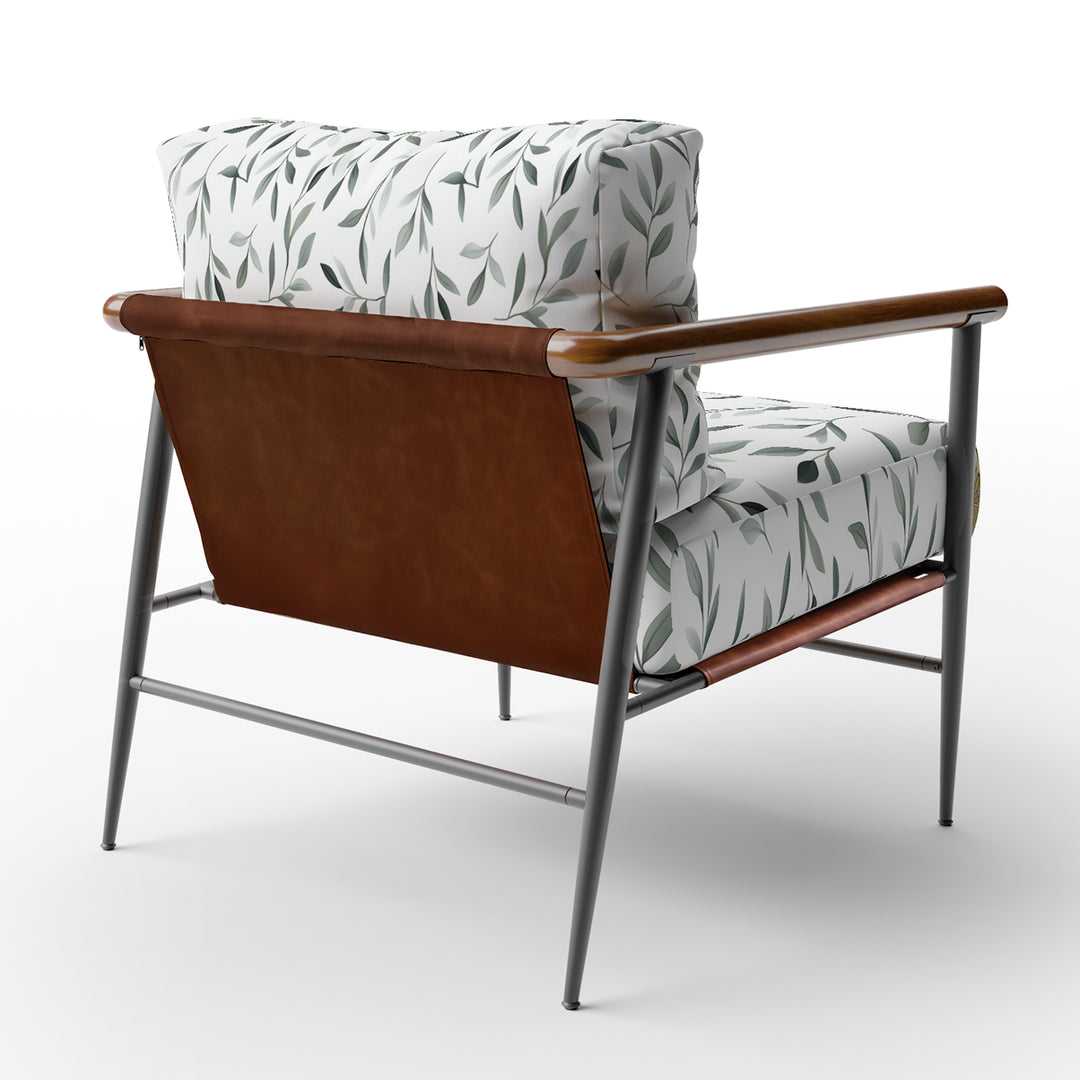 Green Eucalyptus Leaves On White - Upholstered Accent Chair