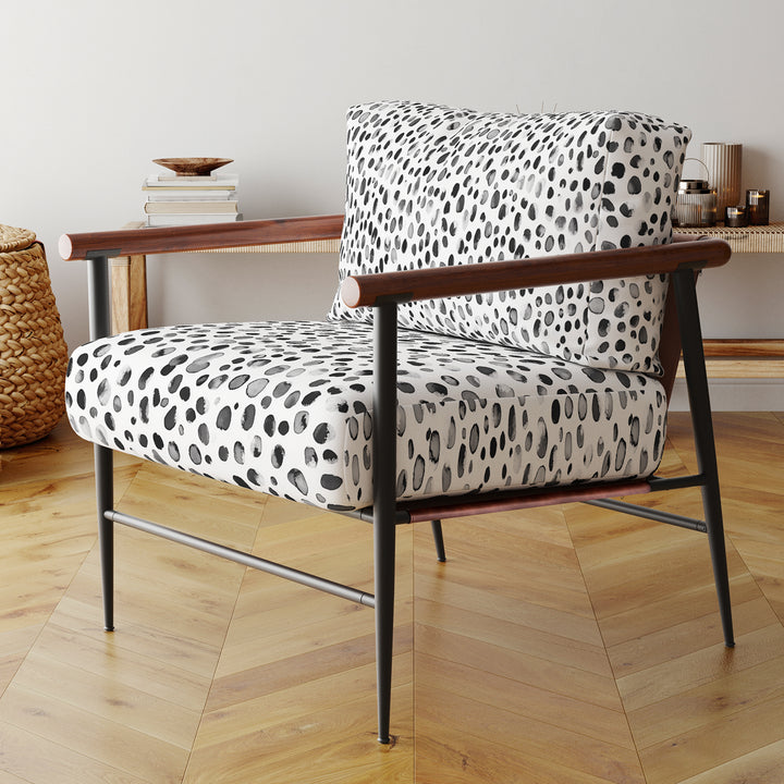 Black And White Abstract Brushstrokes - Upholstered Accent Chair