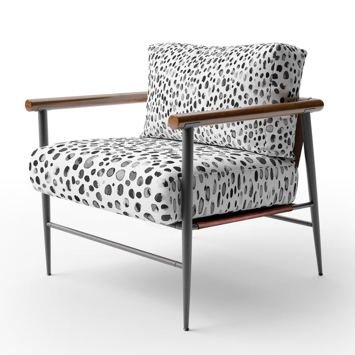 Black And White Abstract Brushstrokes - Upholstered Accent Chair
