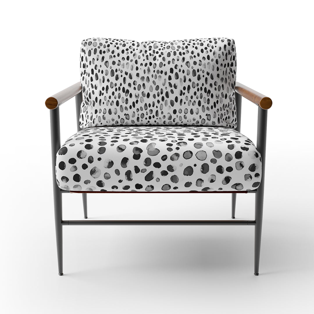 Black And White Abstract Brushstrokes - Upholstered Accent Chair