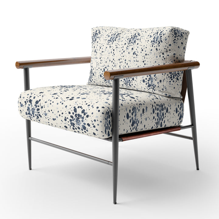 Navy Ink Splatter On Cream - Upholstered Accent Chair