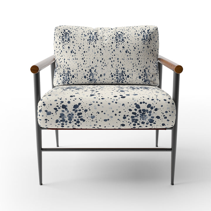 Navy Ink Splatter On Cream - Upholstered Accent Chair