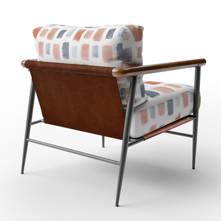 Terracotta And Slate Brushstroke Grid - Upholstered Accent Chair