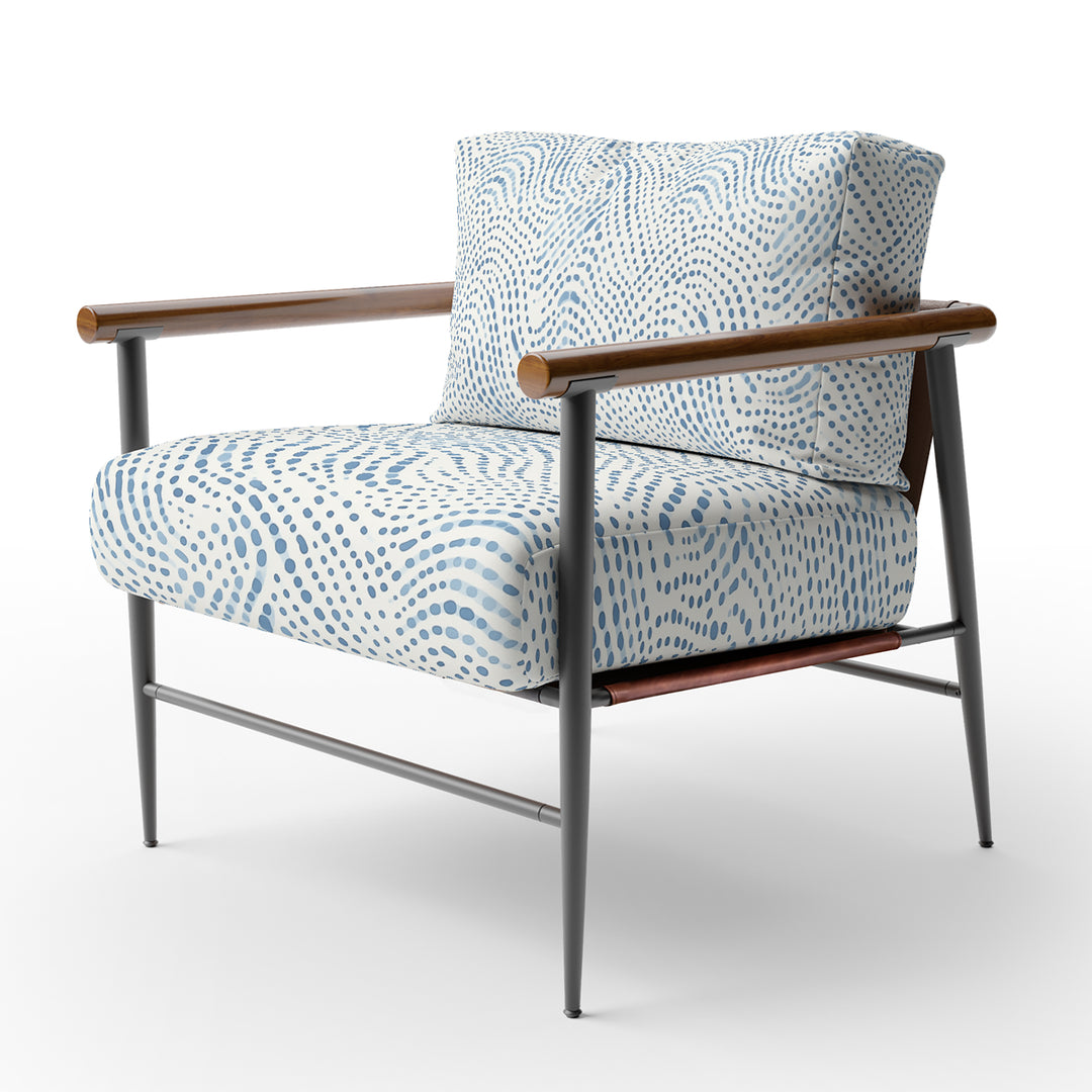 Blue Dotted Wave Motion - Upholstered Accent Chair