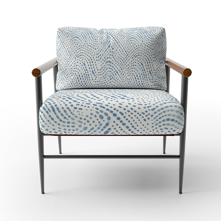 Blue Dotted Wave Motion - Upholstered Accent Chair