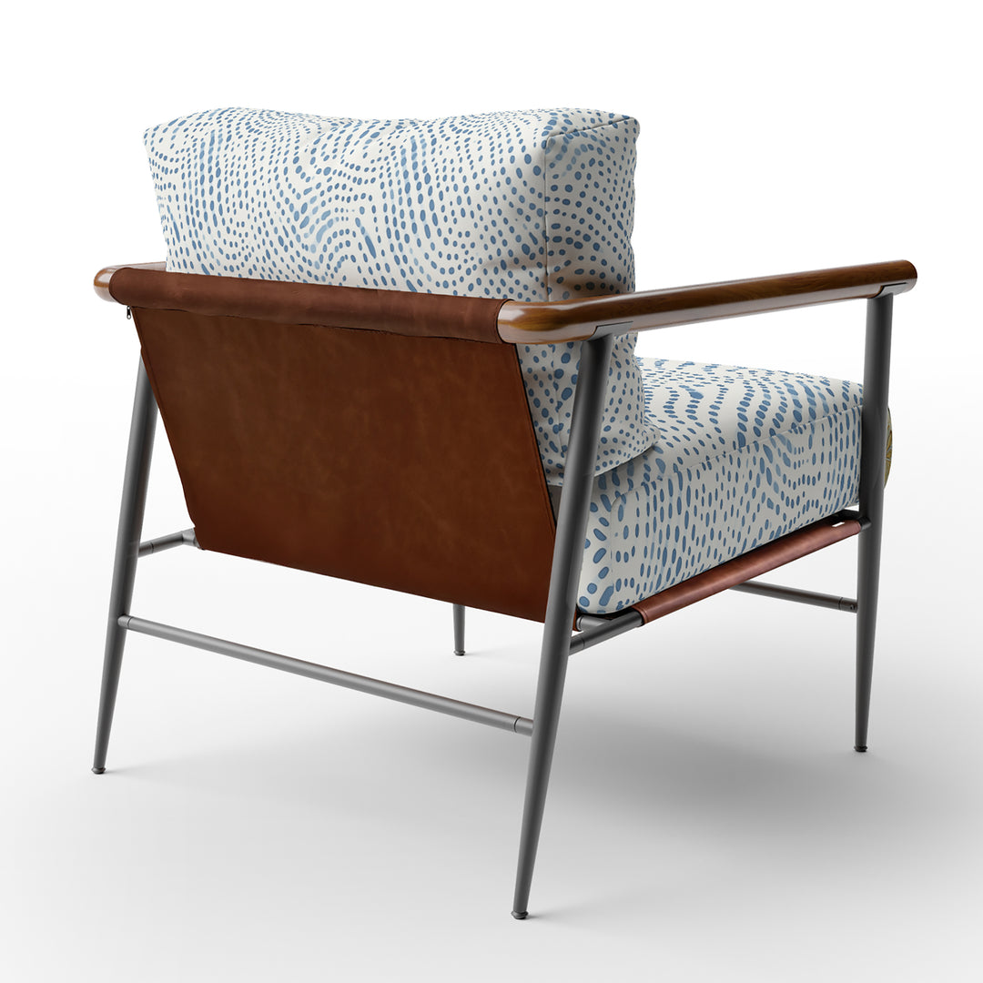 Blue Dotted Wave Motion - Upholstered Accent Chair