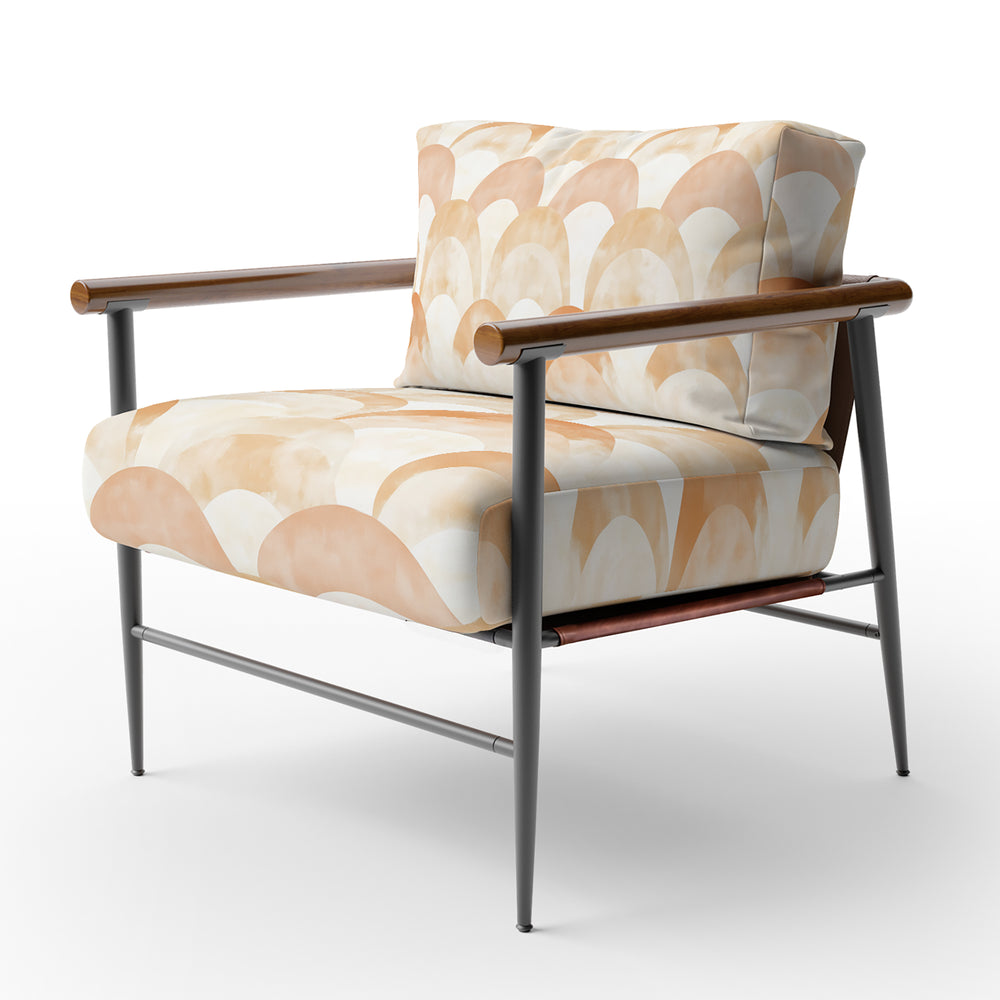 Peach Watercolor Scallop Arches - Upholstered Accent Chair