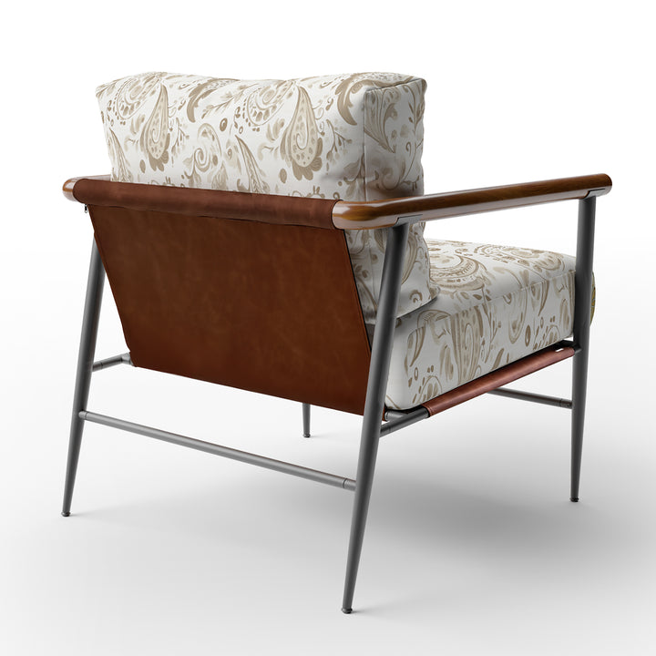 Beige Damask Paisley Scrollwork - Upholstered Accent Chair