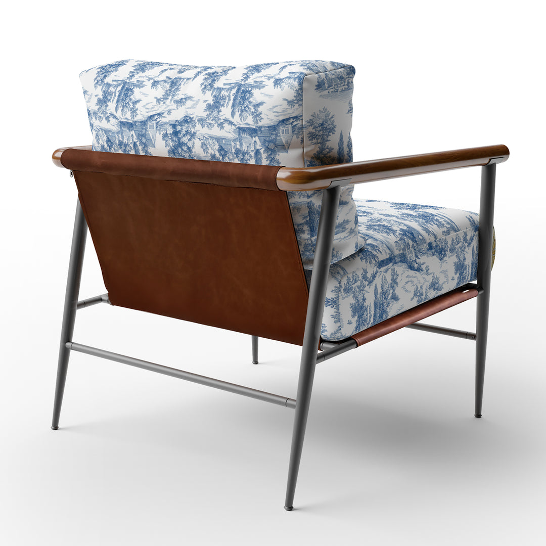 Blue Toile Countryside Landscape - Upholstered Accent Chair