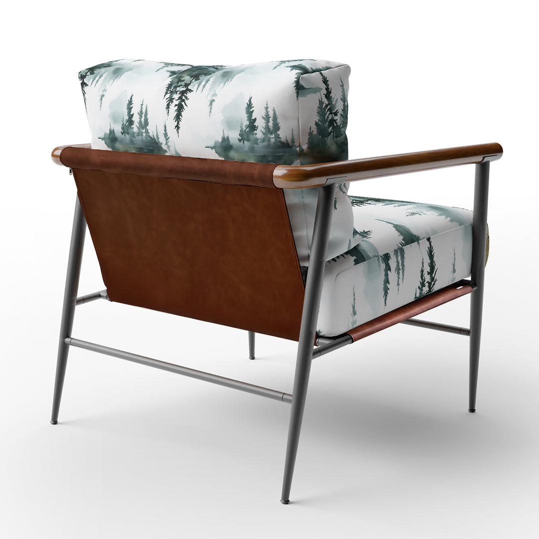 Green Hazy Pine Trees Reflection - Upholstered Accent Chair