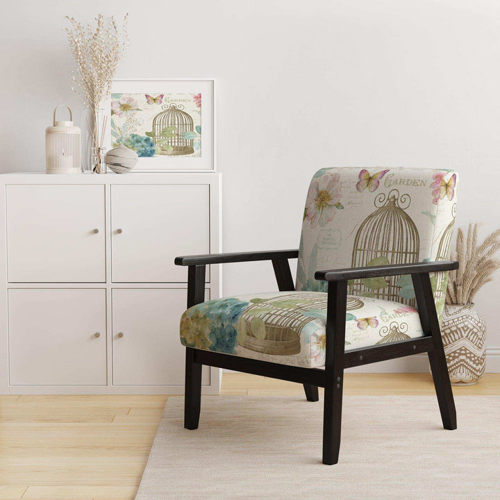 Vintage Floral Birdcage II - Traditional Accent Chair