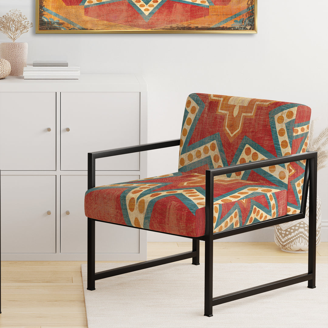 Moroccan Orange Tiles Collage I - Upholstered Accent Chair
