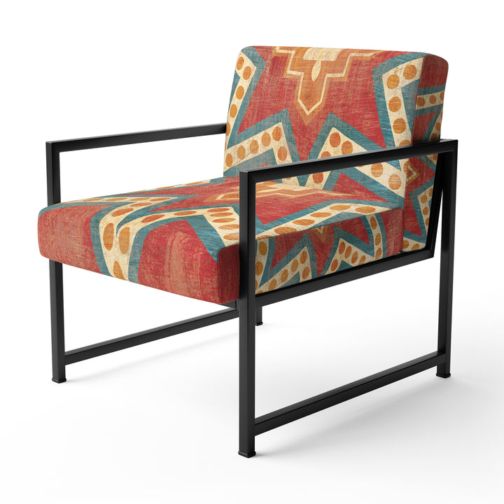 Moroccan Orange Tiles Collage I - Upholstered Accent Chair