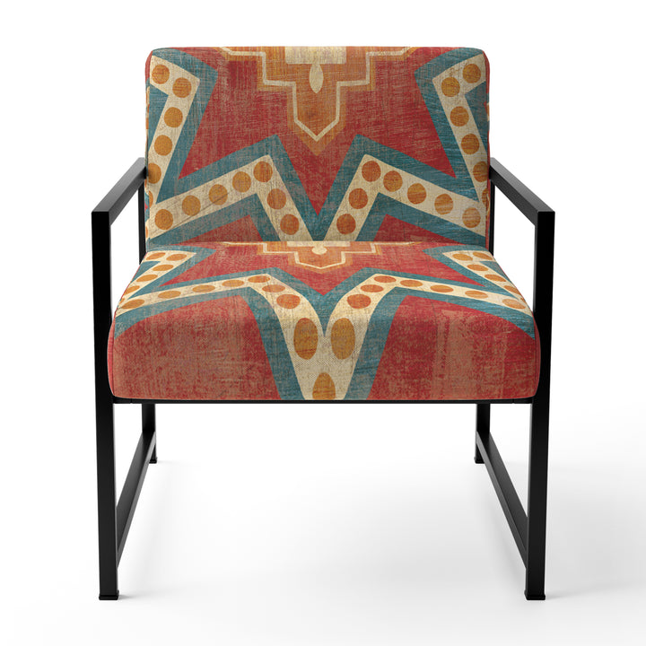 Moroccan Orange Tiles Collage I - Upholstered Accent Chair