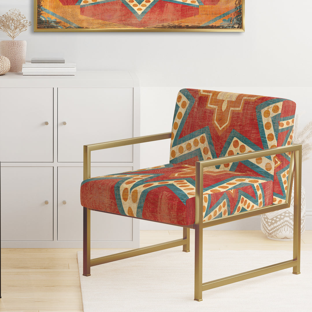 Moroccan Orange Tiles Collage I - Upholstered Accent Chair