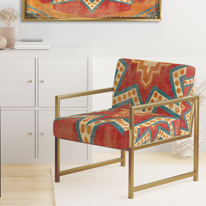 Moroccan Orange Tiles Collage I - Upholstered Accent Chair