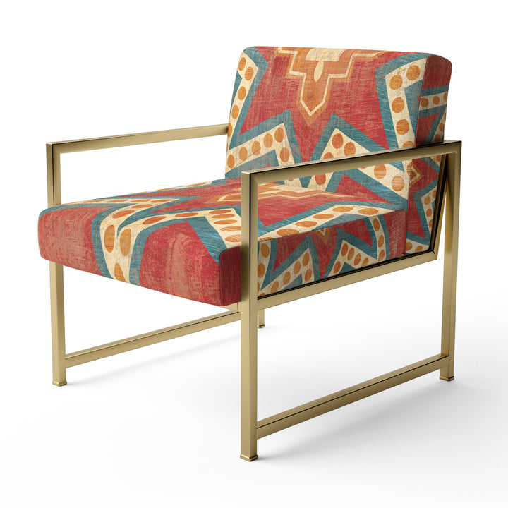 Moroccan Orange Tiles Collage I - Upholstered Accent Chair