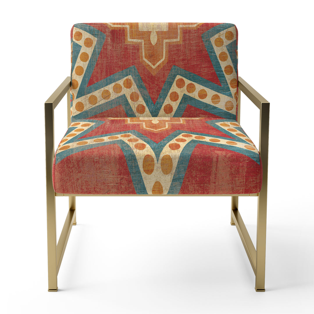 Moroccan Orange Tiles Collage I - Upholstered Accent Chair