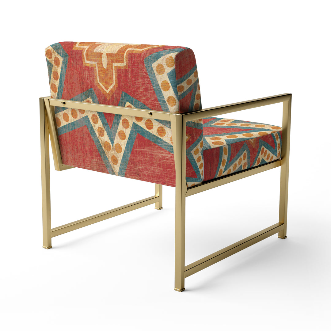 Moroccan Orange Tiles Collage I - Upholstered Accent Chair