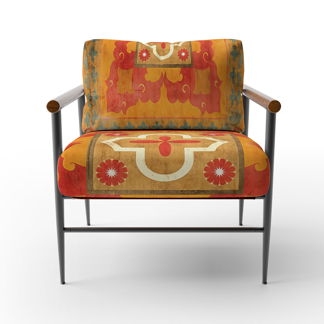 Moroccan Orange Tiles Collage II - Upholstered Accent Chair