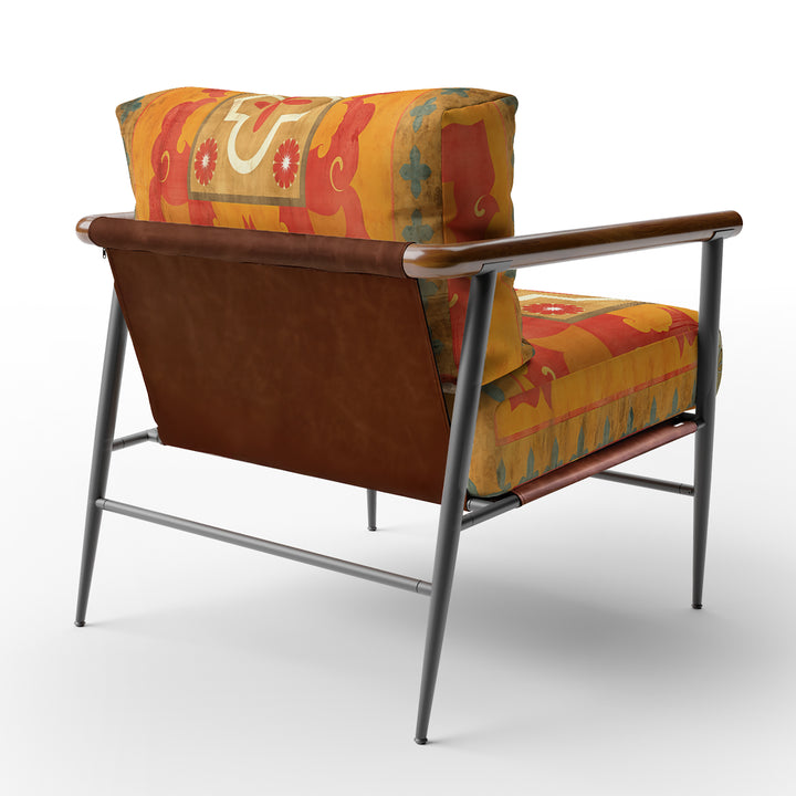 Moroccan Orange Tiles Collage II - Upholstered Accent Chair